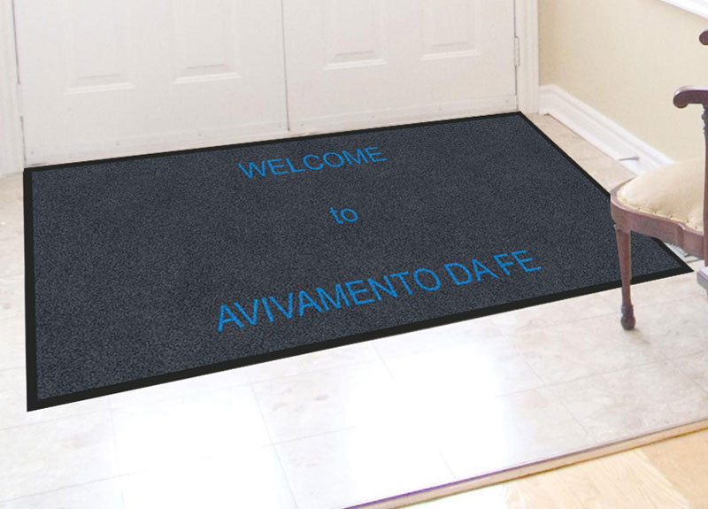 Igreja Avivamento da Fe 2.5 X 6 Rubber Backed Carpeted HD - The Personalized Doormats Company