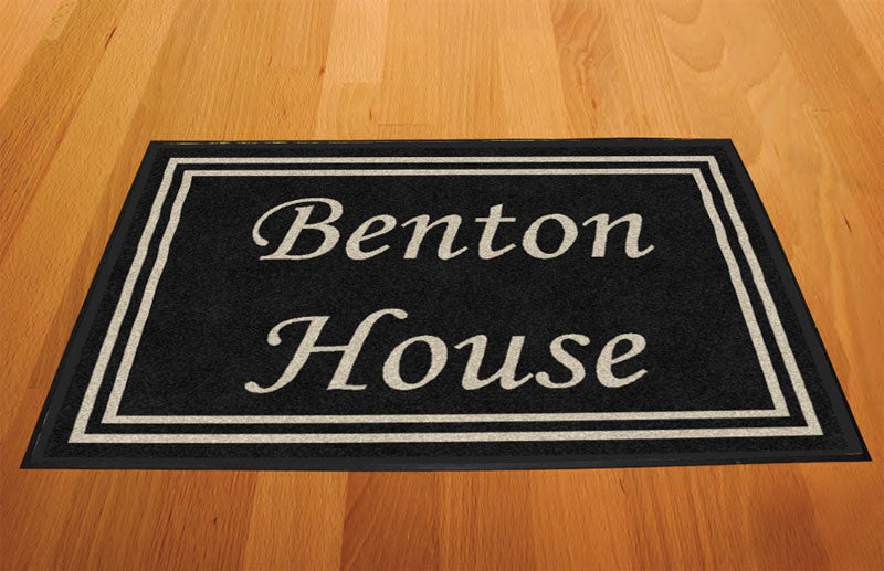 DOUBLE BORDER|BENTON HOUSE 2 X 3 Rubber Backed Carpeted HD - The Personalized Doormats Company