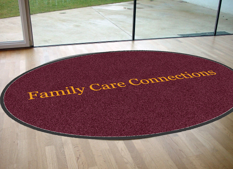 Family Care Connections 4 X 6 Rubber Backed Carpeted HD Round - The Personalized Doormats Company