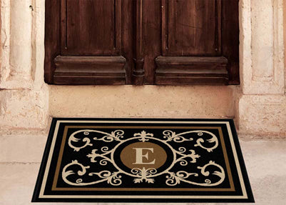 Edinburgh Estate Doormat  Monogrammed Black & Suede Estate - The Personalized Doormats Company