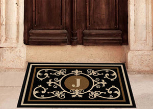 Edinburgh Estate Doormat  Monogrammed Black & Suede Estate - The Personalized Doormats Company