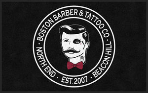 boston barber & tattoo co. 5 X 8 Rubber Backed Carpeted HD - The Personalized Doormats Company