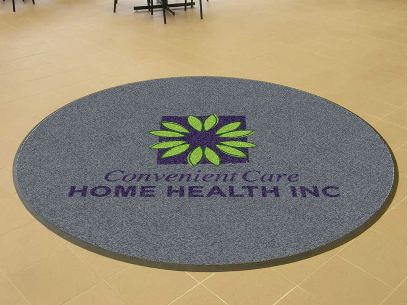 Convenient Care Home Health inc § 5 X 5 Rubber Backed Carpeted HD Round - The Personalized Doormats Company