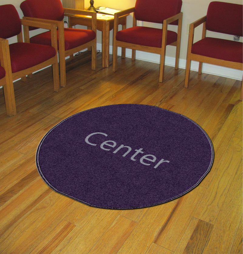 Center 3 X 3 Rubber Backed Carpeted HD Round - The Personalized Doormats Company