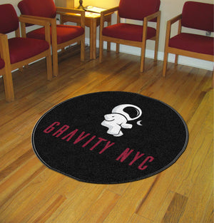 Gravity boutique 4 X 4 Rubber Backed Carpeted HD Round - The Personalized Doormats Company
