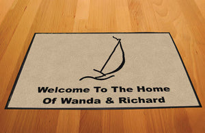 Home of Wanda and Richard 2 X 3 Rubber Backed Carpeted HD - The Personalized Doormats Company