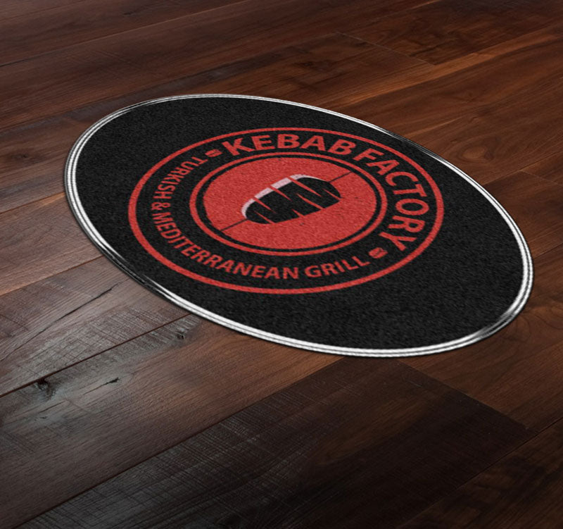 Kebab Factory 4 X 6 Rubber Backed Carpeted HD Round - The Personalized Doormats Company