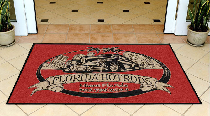 Florida Hotrods 3 X 5 Rubber Backed Carpeted HD - The Personalized Doormats Company