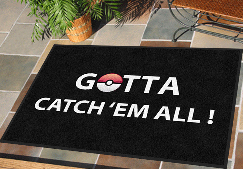 Gotta Catch 'em all 2 X 3 Rubber Backed Carpeted HD - The Personalized Doormats Company