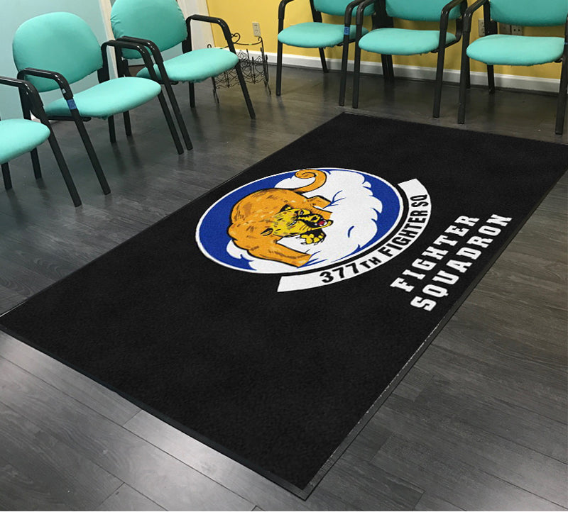 377TH FIGHTER SQUADRON § 5 X 8 Rubber Backed Carpeted HD - The Personalized Doormats Company