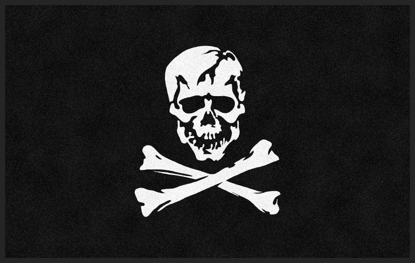 Jolly Roger flag 5 X 8 Rubber Backed Carpeted HD - The Personalized Doormats Company