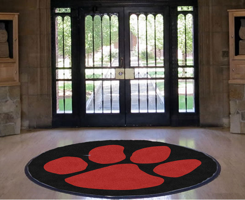 Cougar Paw 5 X 5 Rubber Backed Carpeted HD Round - The Personalized Doormats Company