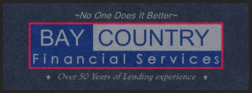 Bay Country Financial 2.5 X 7 Rubber Backed Carpeted HD - The Personalized Doormats Company