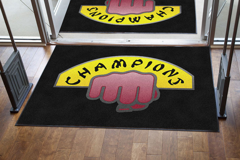CHAMPIONS 4 X 6 Rubber Backed Carpeted HD - The Personalized Doormats Company