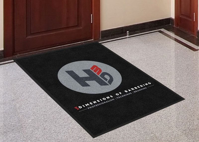 3 DIMENSIONS BARBERSHOP 3 X 4 Rubber Backed Carpeted HD - The Personalized Doormats Company
