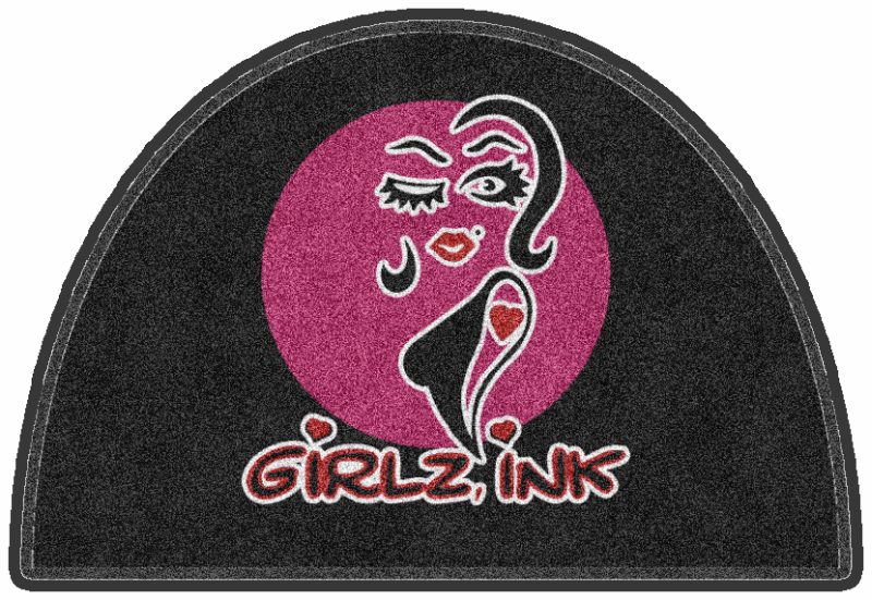 Girlz Ink § 4 X 6 Rubber Backed Carpeted HD Half Round - The Personalized Doormats Company