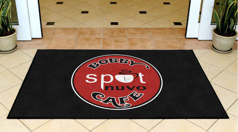 BOBBY SPOT NUVO CAFE 3 X 5 Rubber Backed Carpeted HD - The Personalized Doormats Company