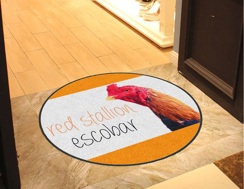 Ervin Reyes § 4 X 4 Rubber Backed Carpeted HD Round - The Personalized Doormats Company