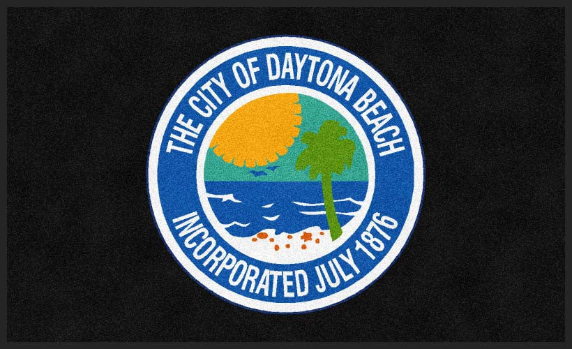 CITY OF DAYTONA BEACH 3 X 5 Rubber Backed Carpeted HD - The Personalized Doormats Company