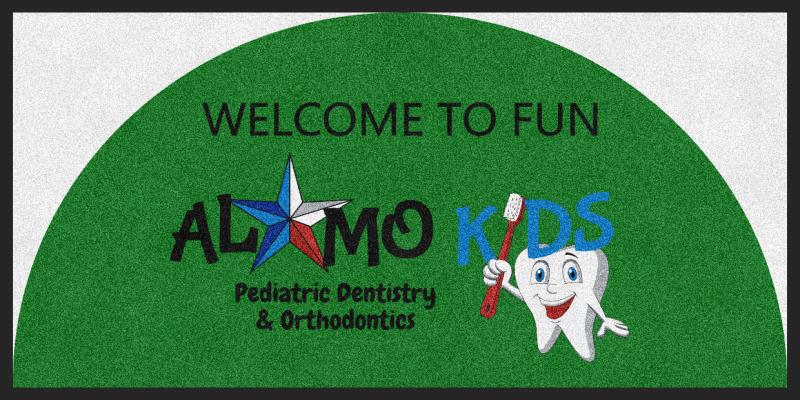 Alamo Kids Dental 2 X 4 Rubber Backed Carpeted HD Half Round - The Personalized Doormats Company