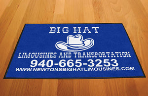 Big Hat Floor Mat 2 X 3 Rubber Backed Carpeted HD - The Personalized Doormats Company