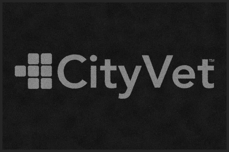 CityVet (gray logo) 4 X 6 Rubber Backed Carpeted - The Personalized Doormats Company