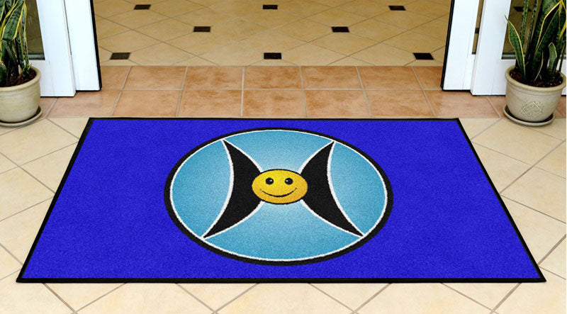Happy Circle 3 x 5 Rubber Backed Carpeted - The Personalized Doormats Company