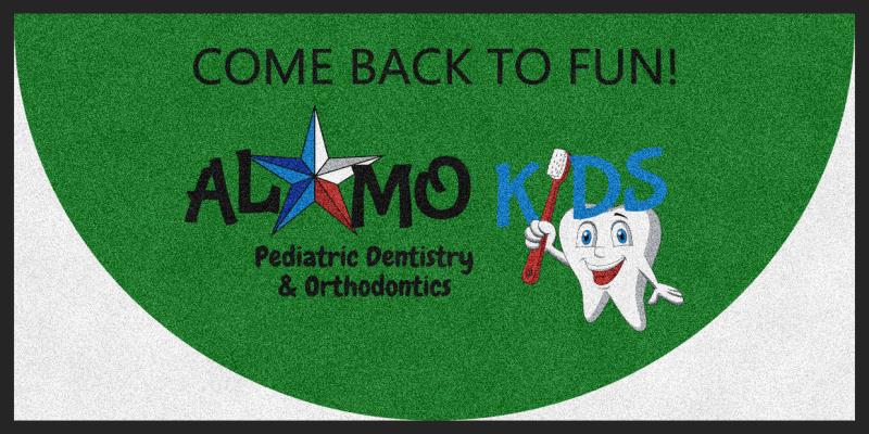 Alamo Kids Dental 2 X 4 Rubber Backed Carpeted HD Half Round - The Personalized Doormats Company