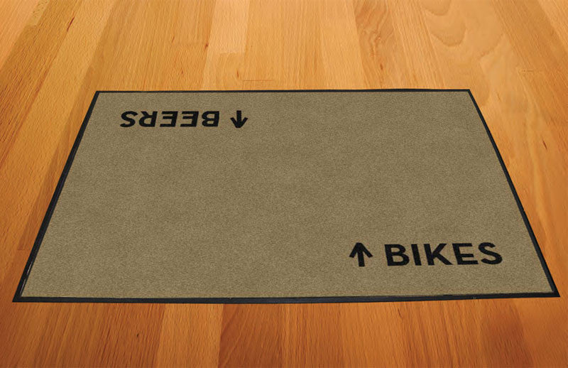 Beers and Bikes 2 X 3 Rubber Backed Carpeted HD - The Personalized Doormats Company
