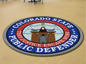 Colorado State Public Defenders § 6 X 6 Rubber Backed Carpeted HD Round - The Personalized Doormats Company