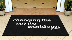 Changing the Way the World Ages 3 X 5 Rubber Backed Carpeted HD - The Personalized Doormats Company