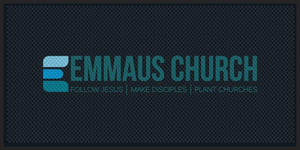 Emmaus Church (outside big) 4 x 8 Rubber Scraper - The Personalized Doormats Company