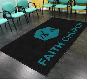 Faith Church Blue 5 X 8 Rubber Backed Carpeted HD - The Personalized Doormats Company