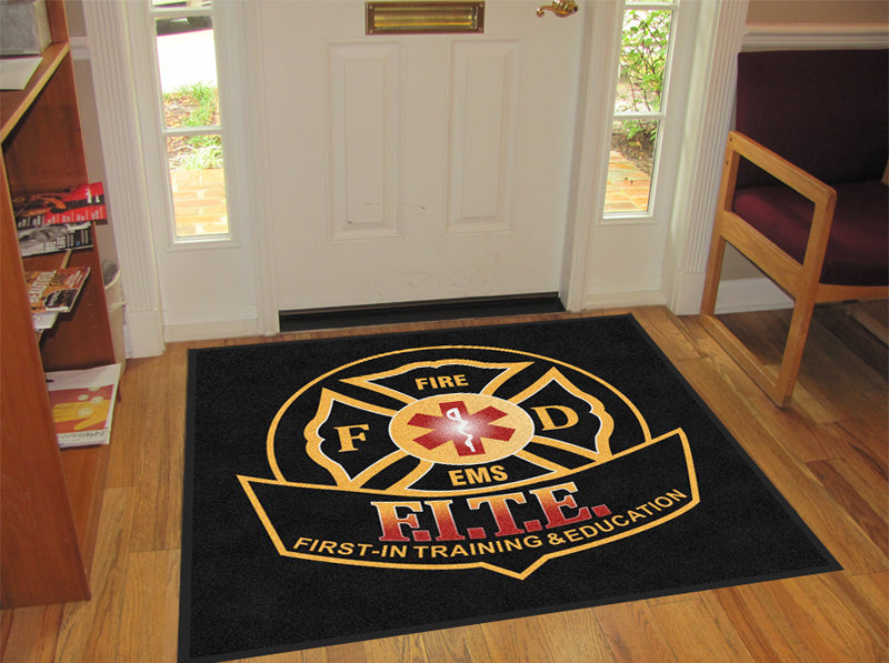 First-In Training and Education (Seattle 4 X 4 Rubber Backed Carpeted HD - The Personalized Doormats Company