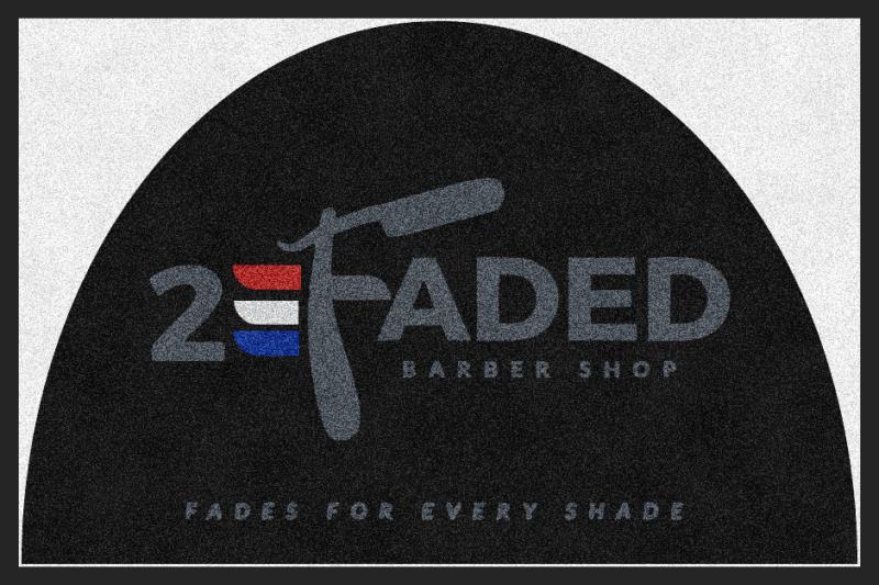 2 Faded Barbershop 2 X 3 Rubber Backed Carpeted HD Half Round - The Personalized Doormats Company