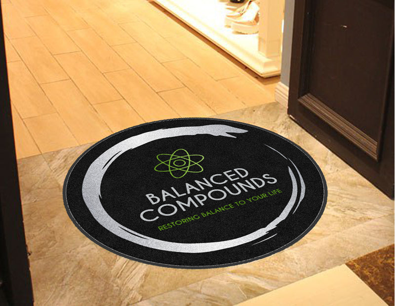 Balanced compounds § 4 X 4 Rubber Backed Carpeted HD Round - The Personalized Doormats Company