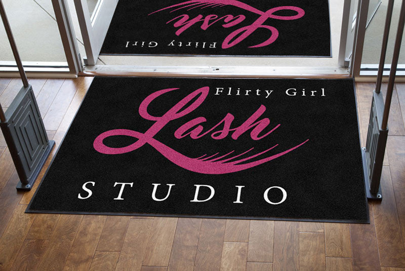 Flirty Girl Lash Studio Plano 4 X 6 Rubber Backed Carpeted HD - The Personalized Doormats Company