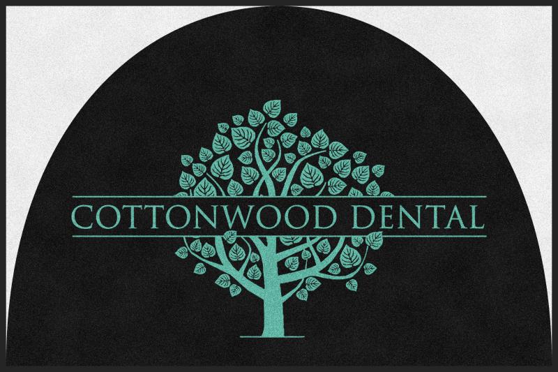 Cottonwood Dental 4 X 6 Rubber Backed Carpeted HD Half Round - The Personalized Doormats Company