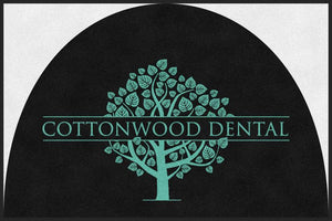 Cottonwood Dental 4 X 6 Rubber Backed Carpeted HD Half Round - The Personalized Doormats Company