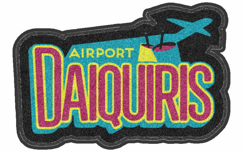 airport daiquiris 3 X 5 Rubber Backed Carpeted HD Custom Shape - The Personalized Doormats Company