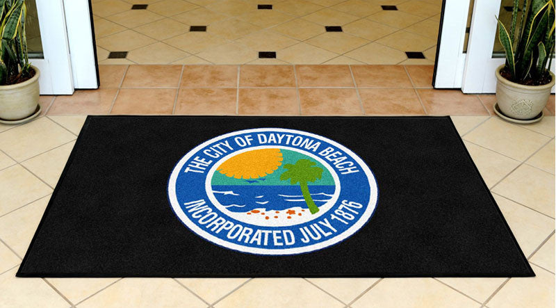 CITY OF DAYTONA BEACH 3 X 5 Rubber Backed Carpeted HD - The Personalized Doormats Company