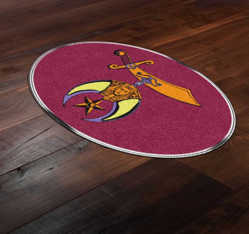 Ben Ali Shriners 4 X 6 Rubber Backed Carpeted HD Round - The Personalized Doormats Company