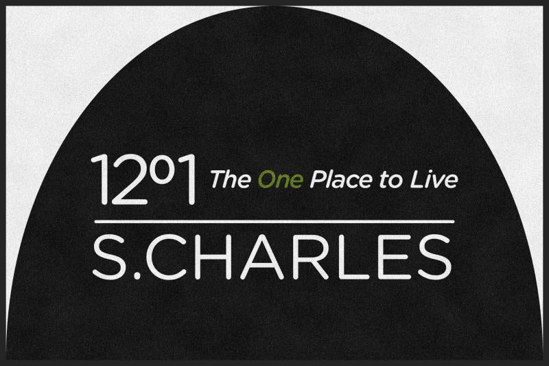 1201 S. Charles St. Doormat for Lobby 4 X 6 Rubber Backed Carpeted HD Half Round - The Personalized Doormats Company