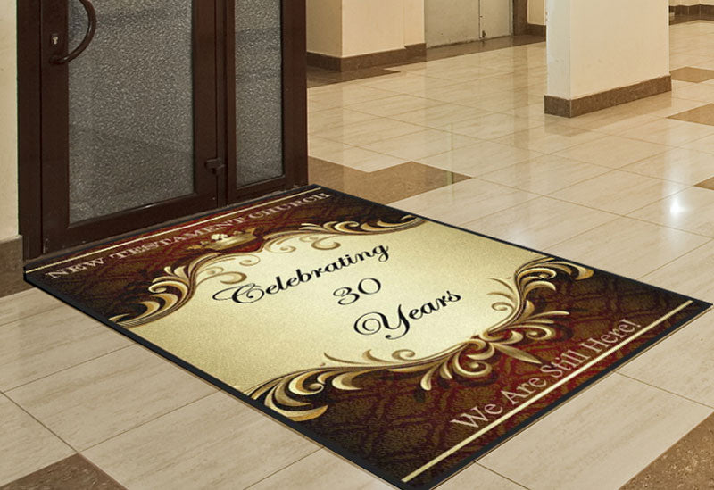 church anniversary 4 X 6 Rubber Backed Carpeted HD - The Personalized Doormats Company