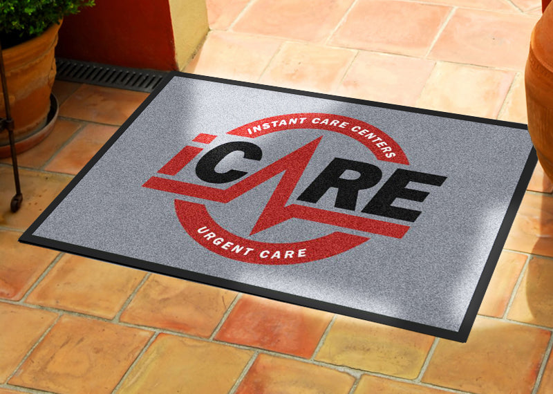 iCare Center 2 X 3 Rubber Backed Carpeted HD Half Round - The Personalized Doormats Company