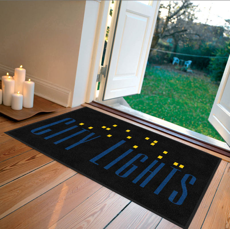 City Lights - small 2 x 3 Rubber Backed Carpeted HD - The Personalized Doormats Company
