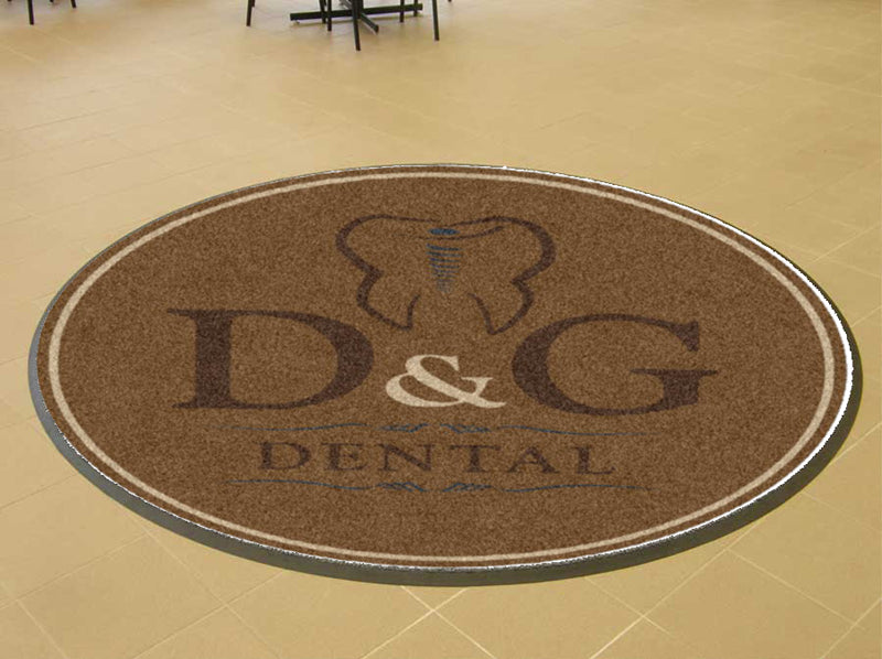D&G Dental 4 X 4 Rubber Backed Carpeted HD Round - The Personalized Doormats Company