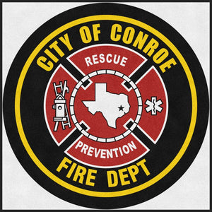 Conroe Fire Department 6 X 6 Rubber Backed Carpeted HD Round - The Personalized Doormats Company