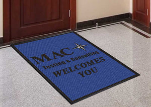 Dark blue 3 x 4 Welcome Mat Correct Desi 3 x 4 Luxury Berber Inlay - The Personalized Doormats Company