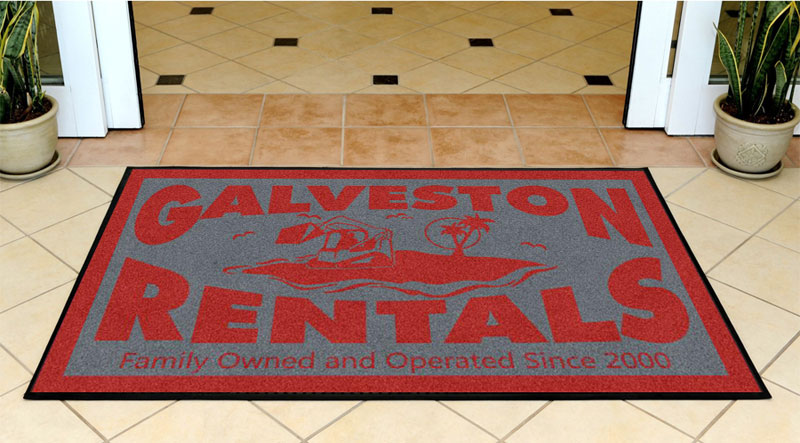GALVESTON RENTALS 3 X 5 Rubber Backed Carpeted HD - The Personalized Doormats Company
